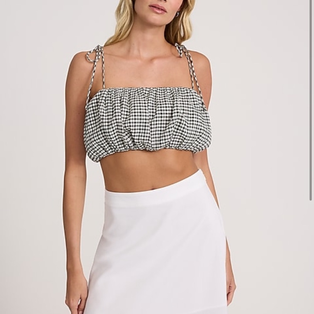 Express Black and White Checkered Crop Top